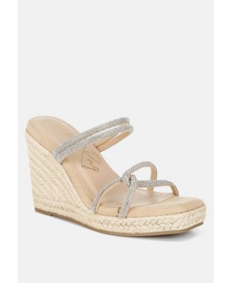 Womens Enocha Rhinestones Embellished Espadrilles Sandals