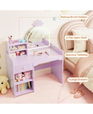 Kids Vanity Lighted Mirror for Bedrooms, Apartments, Easy to Assemble