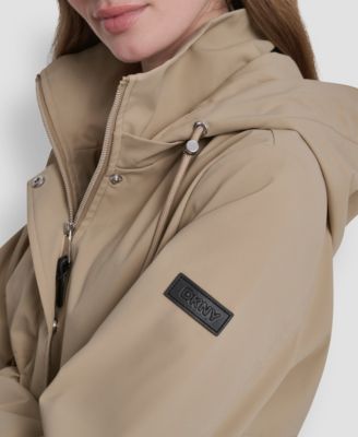 Women's Pleather Trim Anorak Rain Coat