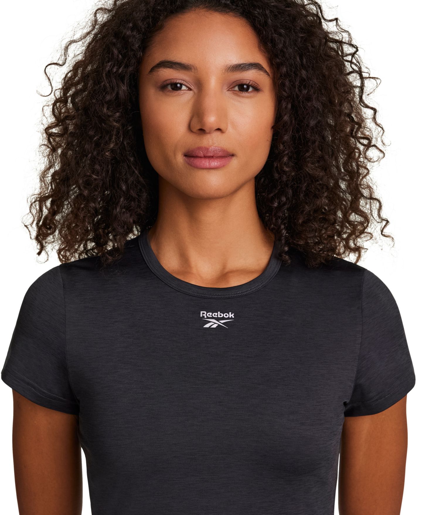 Женская футболка Reebok Marled Crewneck Performance, цвет: Чёрный меланжевый тёмный — фото 4
