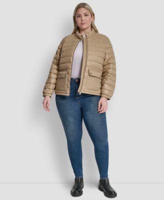 Plus Size Moto Collar Short Packable Coat