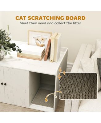 Cat Litter Box Enclosure, Litter Box Furniture w/ Scratching Mat