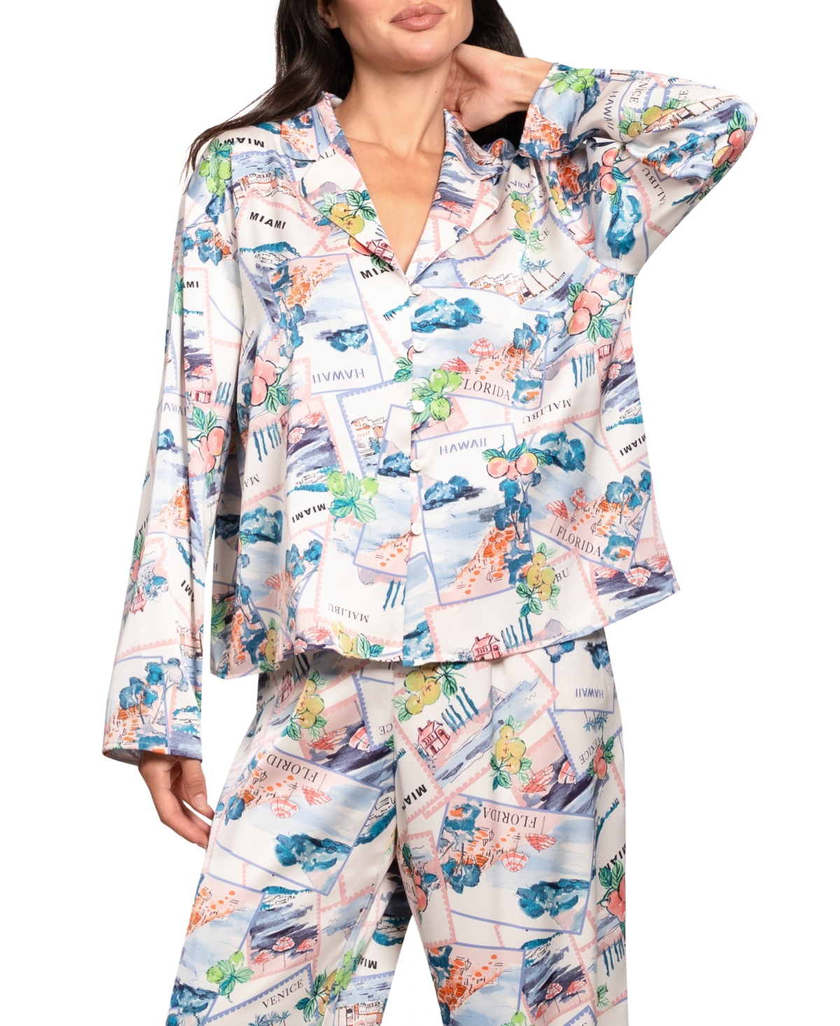 Midnight Bakery Women's Button-Down Top & Pants, 2-Piece Set