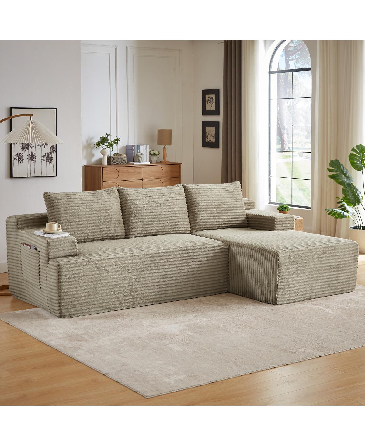 Streamdale Furniture L-Shaped Cloud Sectional Sofa, Camel