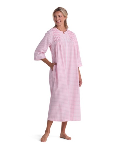 Женские Miss Elaine Women's Window Pane Printed Long Zip Robe