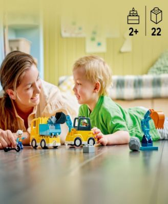 DUPLO Town 3 in 1 Construction Vehicles Building Kit 10475, 22 Pieces