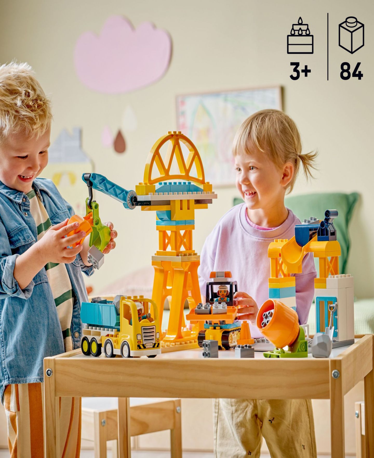 Детские конструкторы LEGO® Duplo Town 3 in 1 Construction Site and Vehicle Toy 10476, 84 Pieces — фото 3