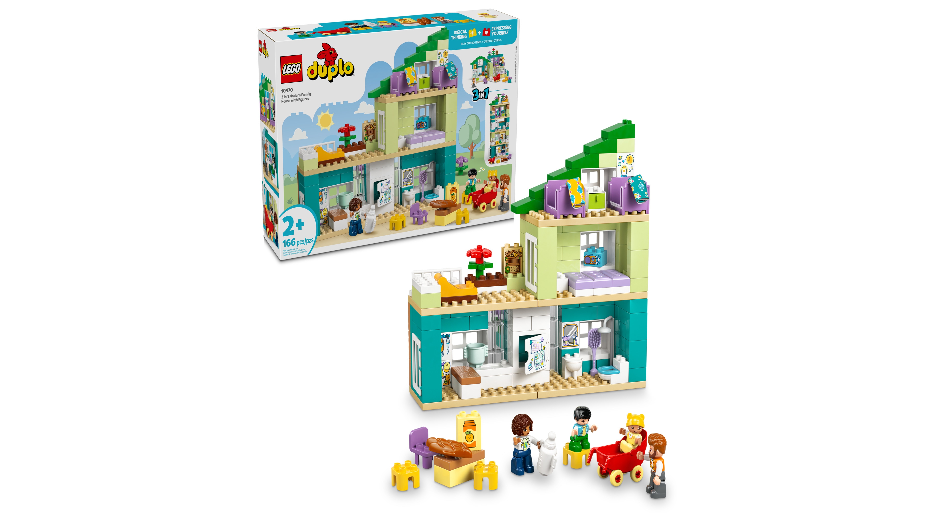 Lego Duplo Town 3 in 1 Modern Family House with Figures 10470 Building Kit, 166 Pieces