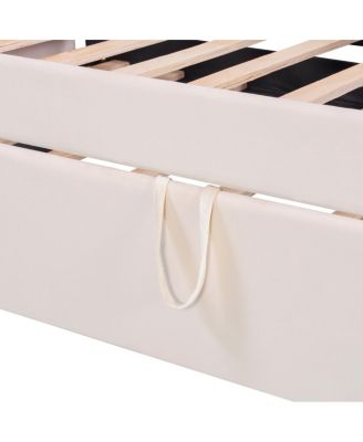 Twin Size Velvet Upholstered Daybed with Pop Up Trundle