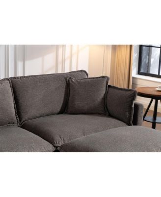 Modern 3-Seat Sectional Sofa with Ottoman & Pillows (114.17") - 2 Colors
