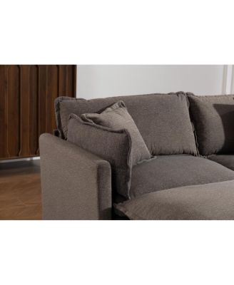 Modern 3-Seat Sectional Sofa with Ottoman & Pillows (114.17") - 2 Colors