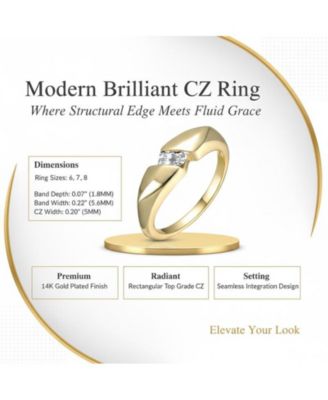 Modern Brilliant Cubic Zirconia Ring in 14K Gold Plated