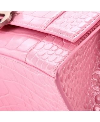 Small Hourglass Top Handle Bag Embossed Leather