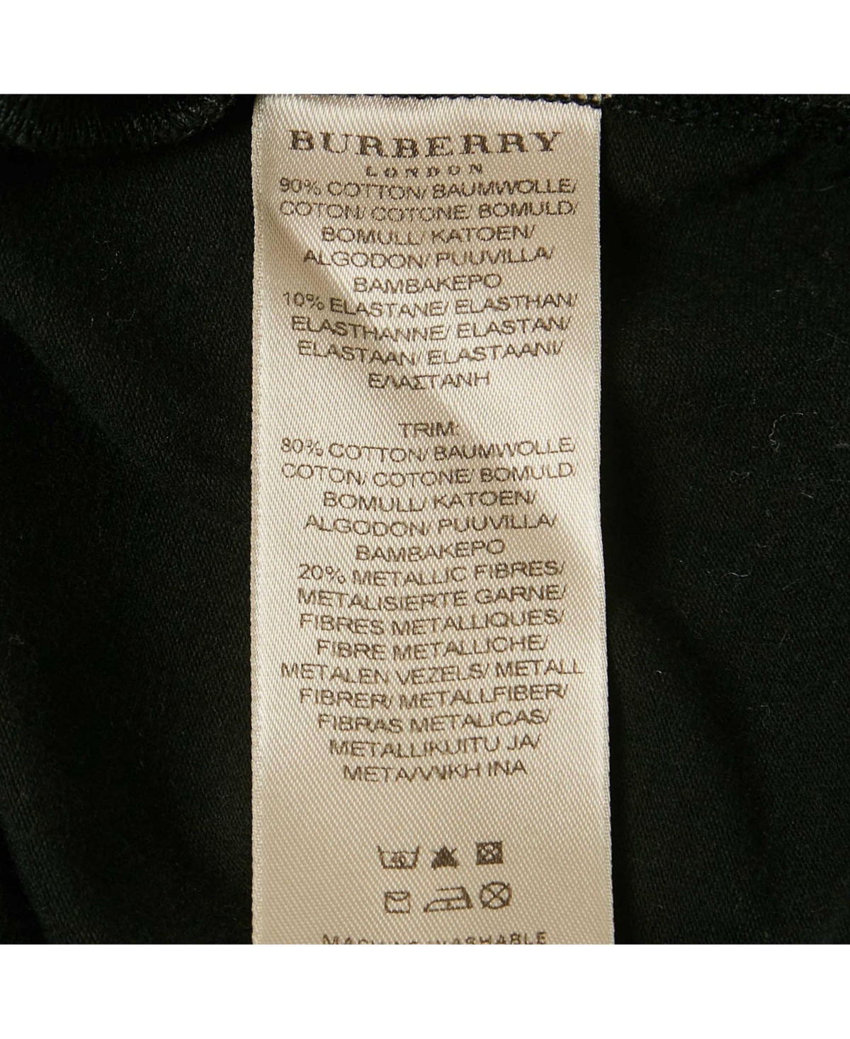 Pre-Owned Burberry Women's Black Checks Trim Jersey Long Sleeve T-Shirt