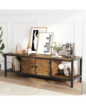 58 Inch TV Stand with Storage, Entertainment Center with Adjustable Legs, TV Console up to 65 Inch with Open Shelves