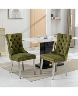 Modern Velvet Dining Chairs with Chrome Legs, Set of 2