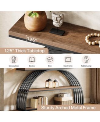 63-Inch Console Table for Entryway, Farmhouse Entryway Table with Arched Frame, 3-Tier Industrial Sofa Console Behind The Couch