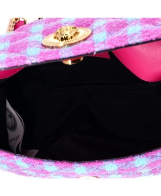 East West Medusa Icon Chain Flap Bag Quilted Tweed