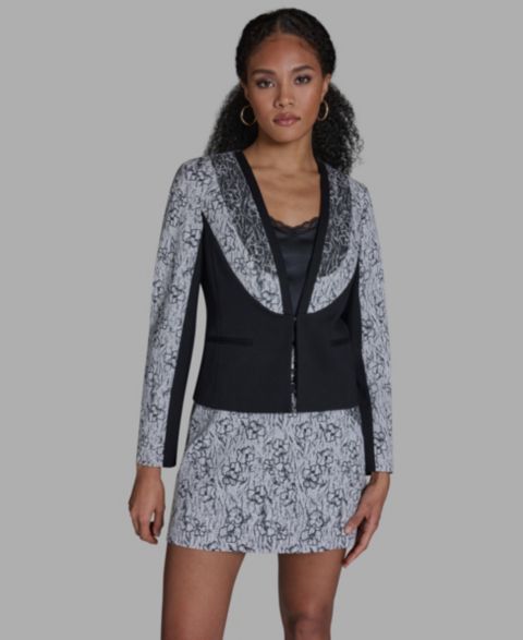 Женские куртки BCBG V-Neck Printed Wrap Jacket