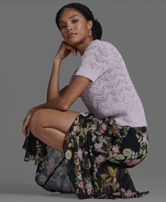 Women's Crewneck Oversized Zig Zag Sweater