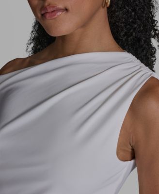 Women's Sleeveless Ruched Boat Neck Top