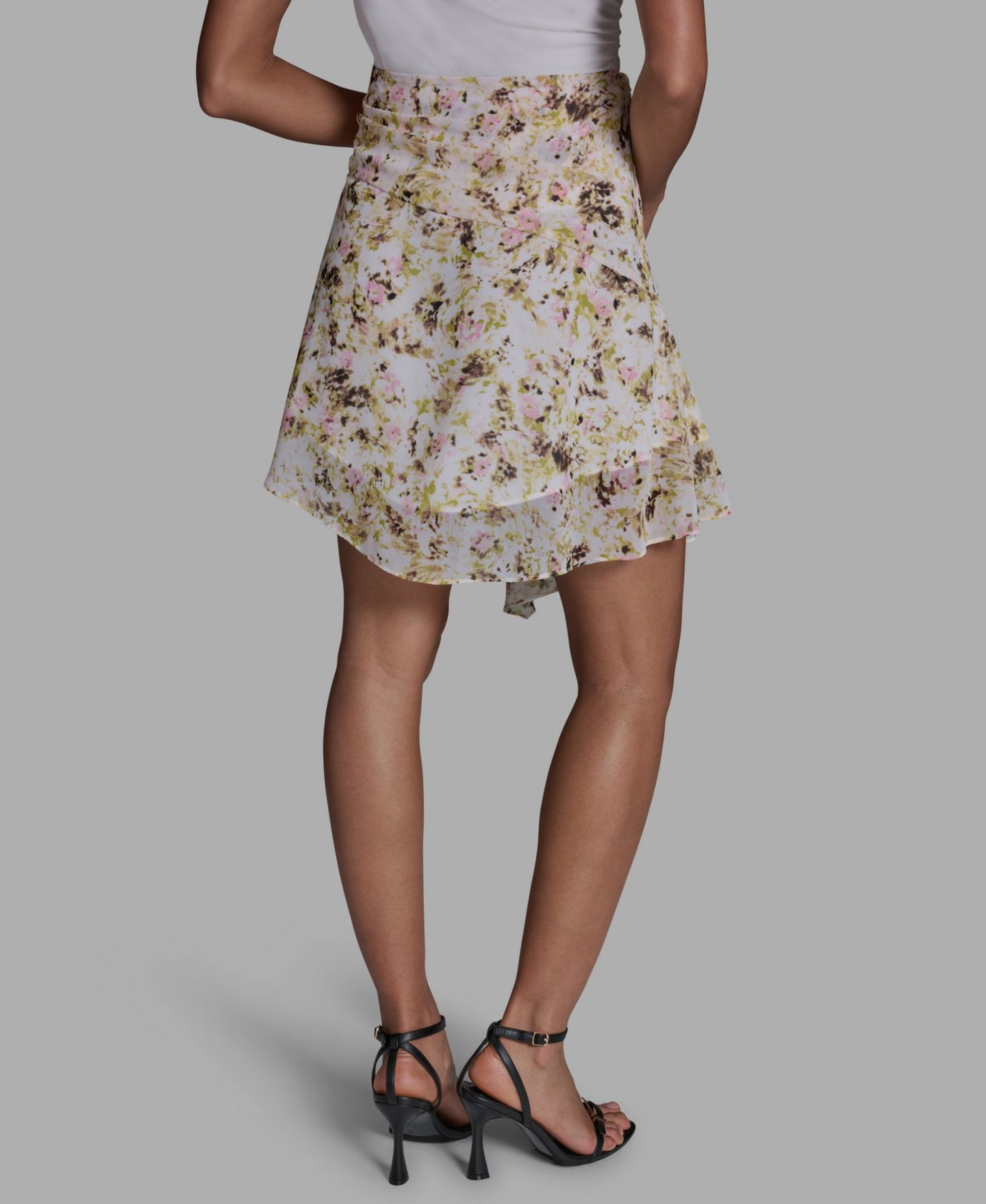 Женская юбка BCBG Side Zipper Printed Asymmetrical Mini, цвет: Белый разноцветный — фото 5