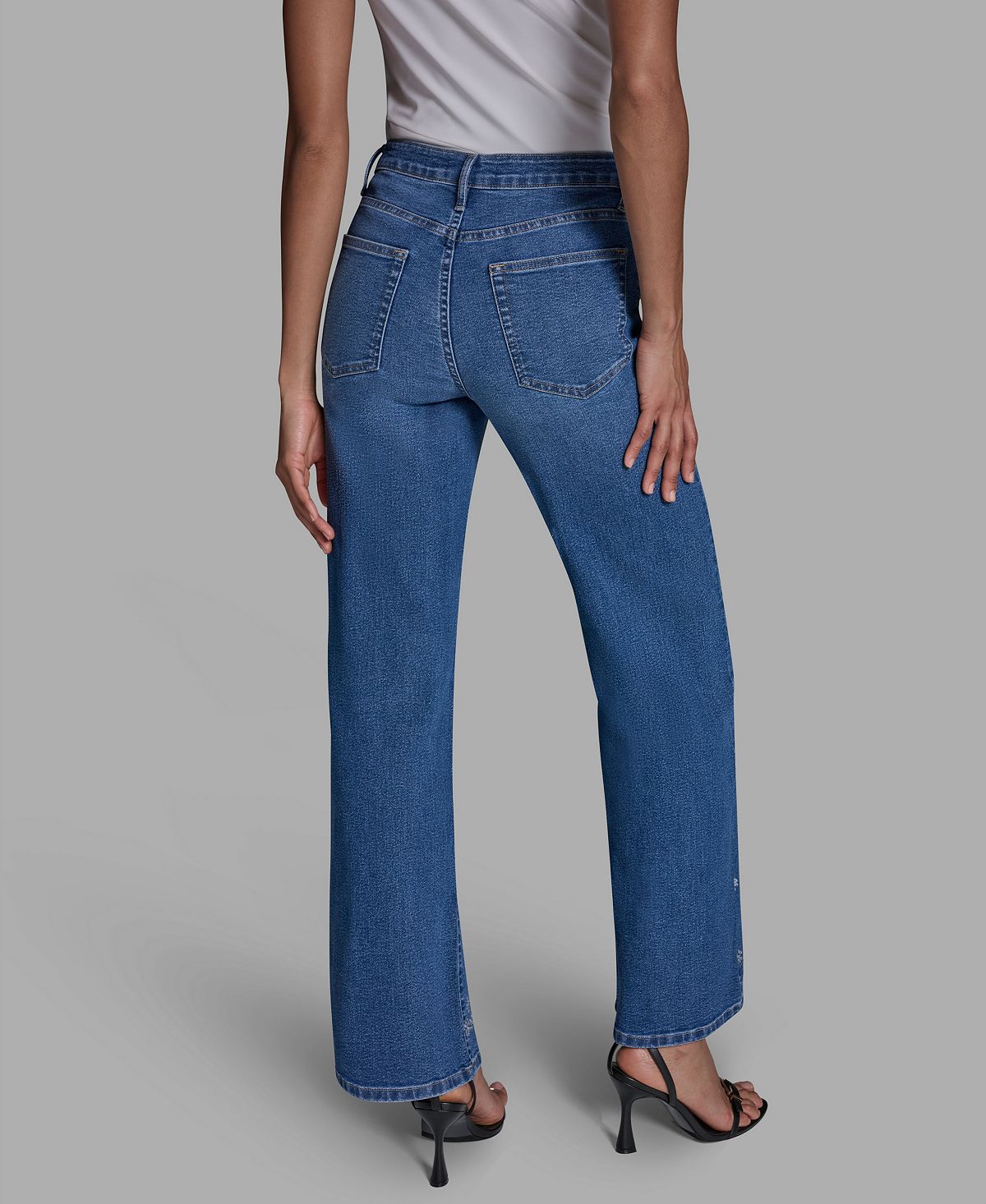 BCBG Women's High-Rise Wide-Leg Embellished Jeans view 6 — MAYCSS fashion products