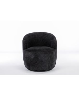 Swivel Barrel Accent Chair with Metal Ring & Chenille Fabric