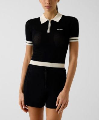 Women's Gabry Cropped Collared Polo Sweater