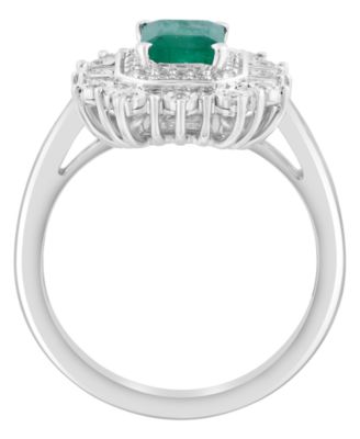 Emerald (7/8 ct. t.w.) & Diamond (1/2 ct. t.w.) Ring in 14k White Gold (Also Available in 14k Yellow Gold)