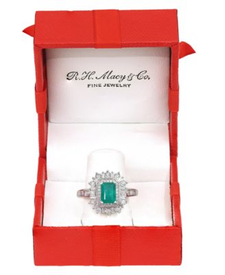 Emerald (7/8 ct. t.w.) & Diamond (1/2 ct. t.w.) Ring in 14k White Gold (Also Available in 14k Yellow Gold)