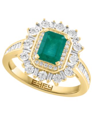 Emerald (7/8 ct. t.w.) & Diamond (1/2 ct. t.w.) Ring in 14k White Gold (Also Available in 14k Yellow Gold)