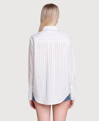 Women's Spread Collar Stripe Button Down Shirt