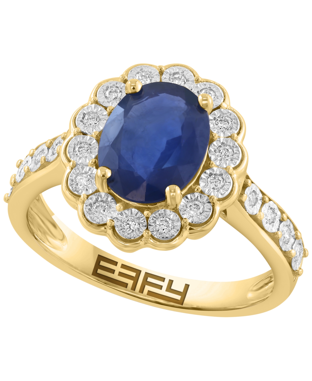 Effy Collection Sapphire (1-3/4 ct. t.w.) & Diamond (1/6 ct. t.w.) Ring in 14k Yellow Gold