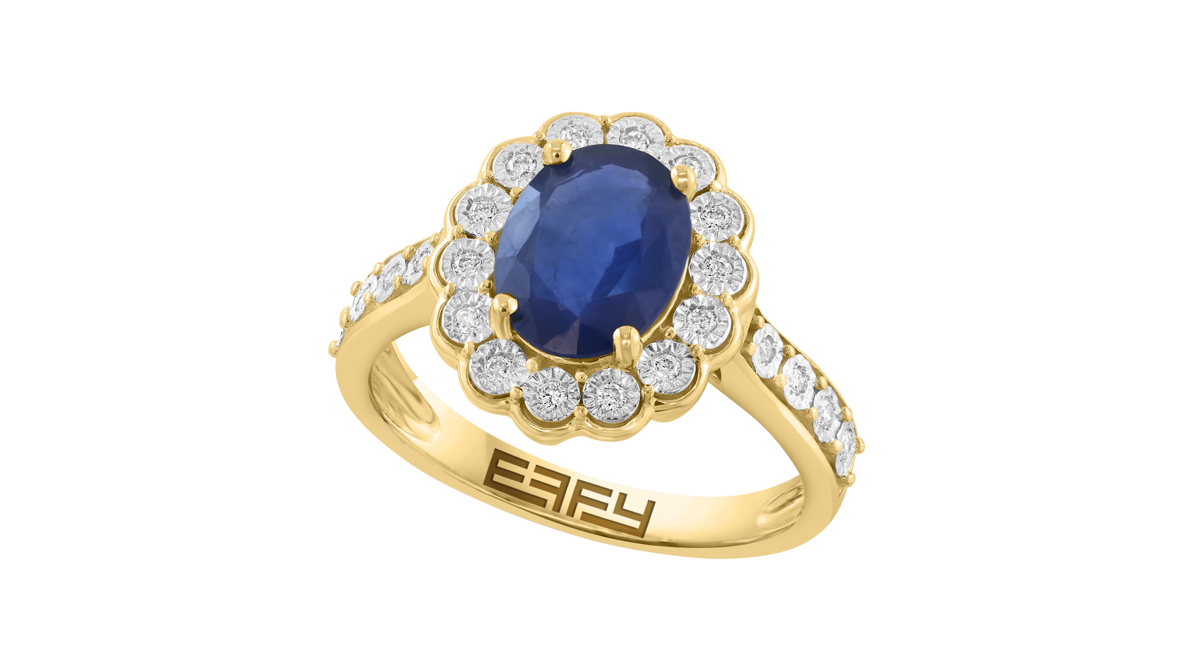 Effy Collection Sapphire (1-3/4 ct. t.w.) & Diamond (1/6 Ring 14k Yellow Gold