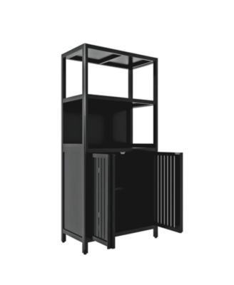 Streamdale Black Bamboo 2-Door Floor Cabinet Organizer