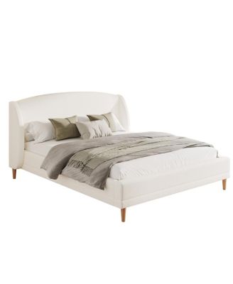 California King Boucle Upholstered Bed Frame