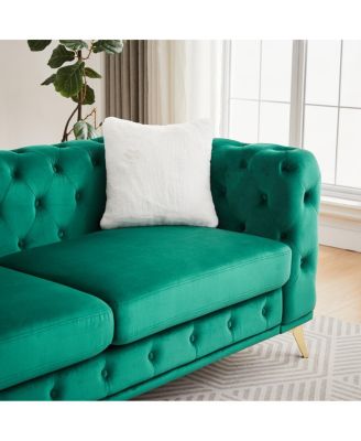 Velvet 3+3 Seater Sofa with Solid Wood Frame & Metal Feet