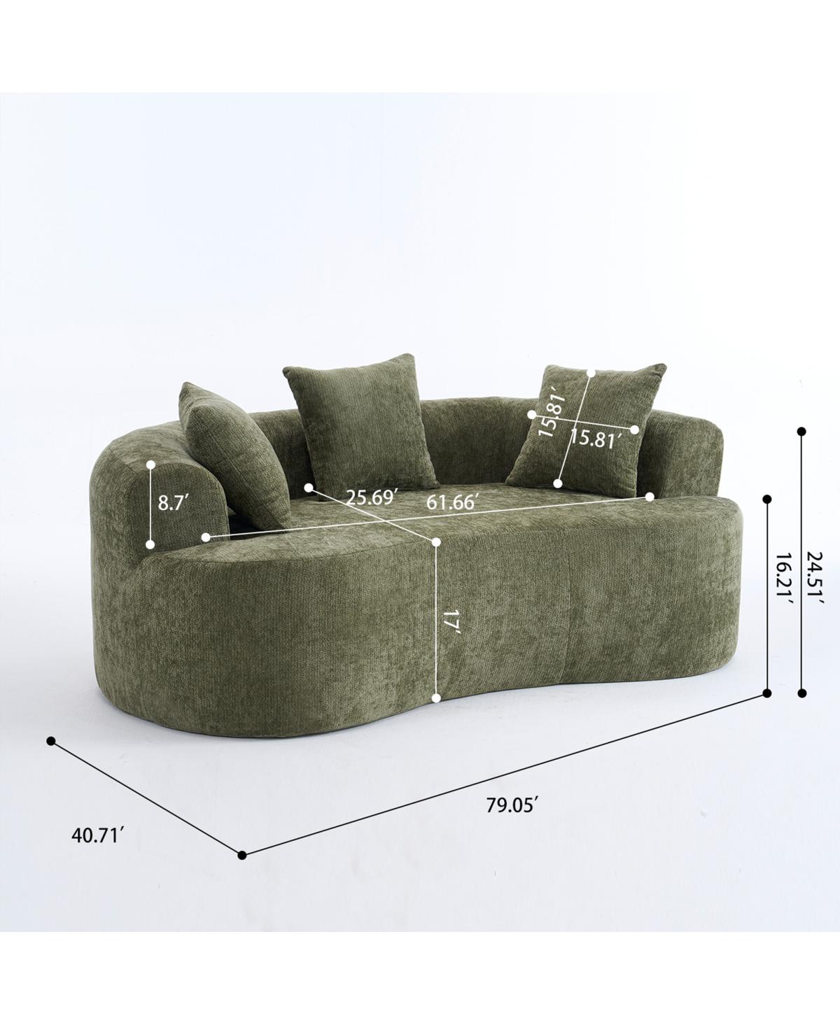 Streamdale Furniture Crescent sofa, modern low-back, deep cushions, self-inflating foam, 3-seater, no assembly (Green)