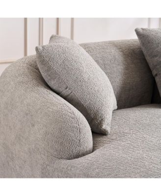 Boneless L-Shape Sectional Sofa with Curved Chaise, Gray Modular Chenille Compression Couch