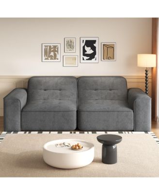83.6" Modular 3-Seater Sofa with Tufted Design & Sparkling Chenille
