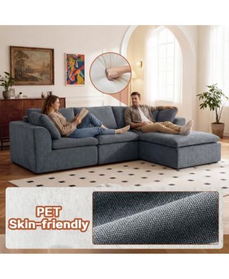 Modern L-Shaped Sectional Sofa with Chaise Lounge, Corduroy Couch