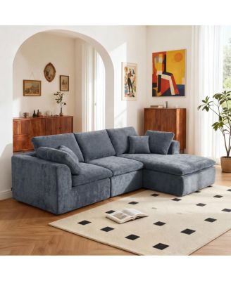 Modern L-Shaped Sectional Sofa with Chaise Lounge, Corduroy Couch