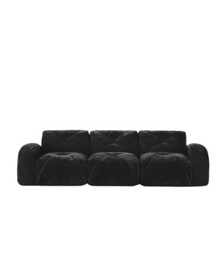 Boneless Tufted Velvet Modular Sectional Sofa Couch - Black