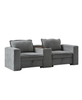 Buelow 88” Modern Storage Sofa With Charging Station And Middle Storage Compartment