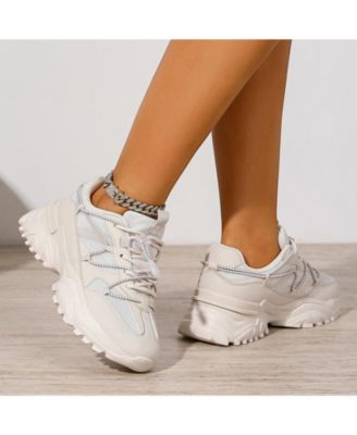 Branch Mixed Material Lace-Up Sneakers