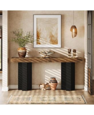 63-Inch Console Table for Entryway, Farmhouse Entryway Table with Sturdy Legs, Narrow Long Sofa Console Behind Couch