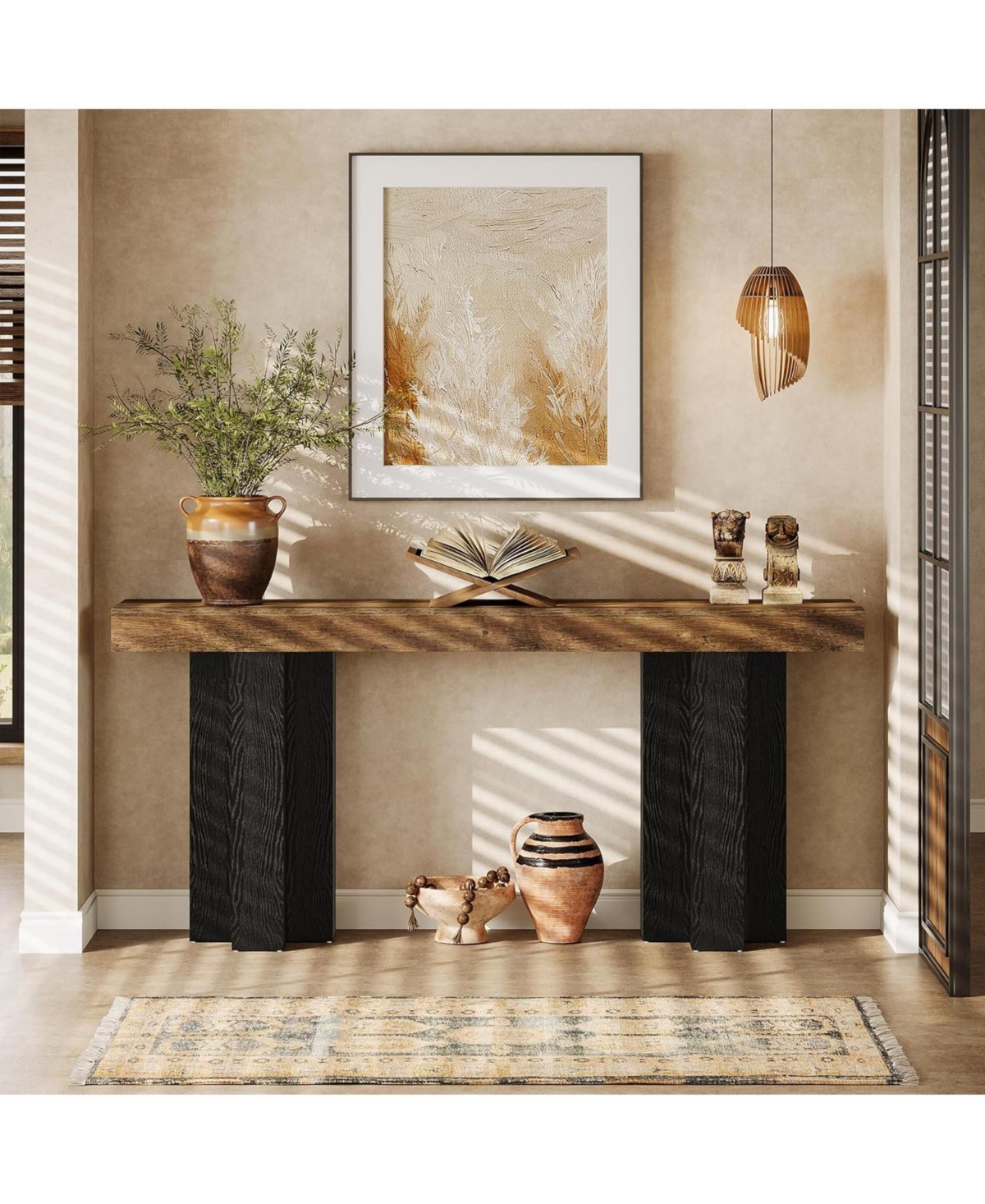 Tribesigns 63-Inch Console Table for Entryway, Farmhouse Entryway Table with Sturdy Legs, Narrow Long Sofa Console Behind Couch