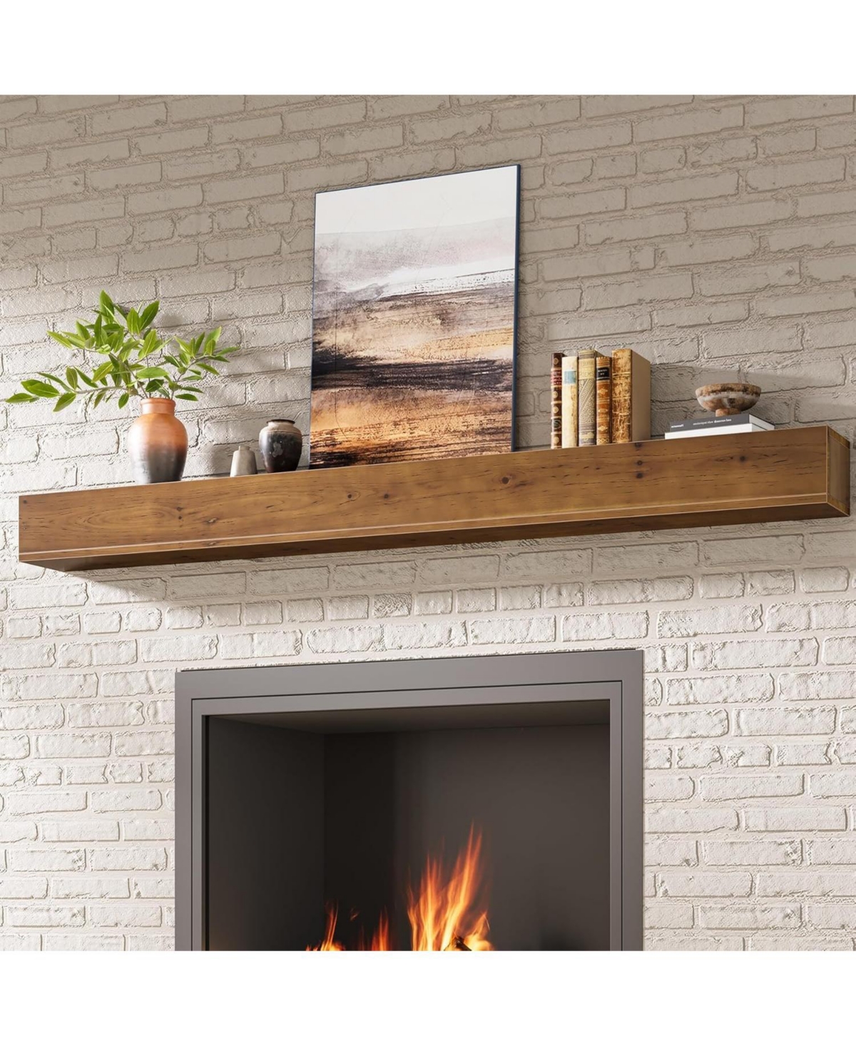 Tribesigns 74.8" Fireplace Mantel Shelf, Wall Mounted Floating Shelves for Wall, Wood Mantel Floating Shelf Storage Display Shelves