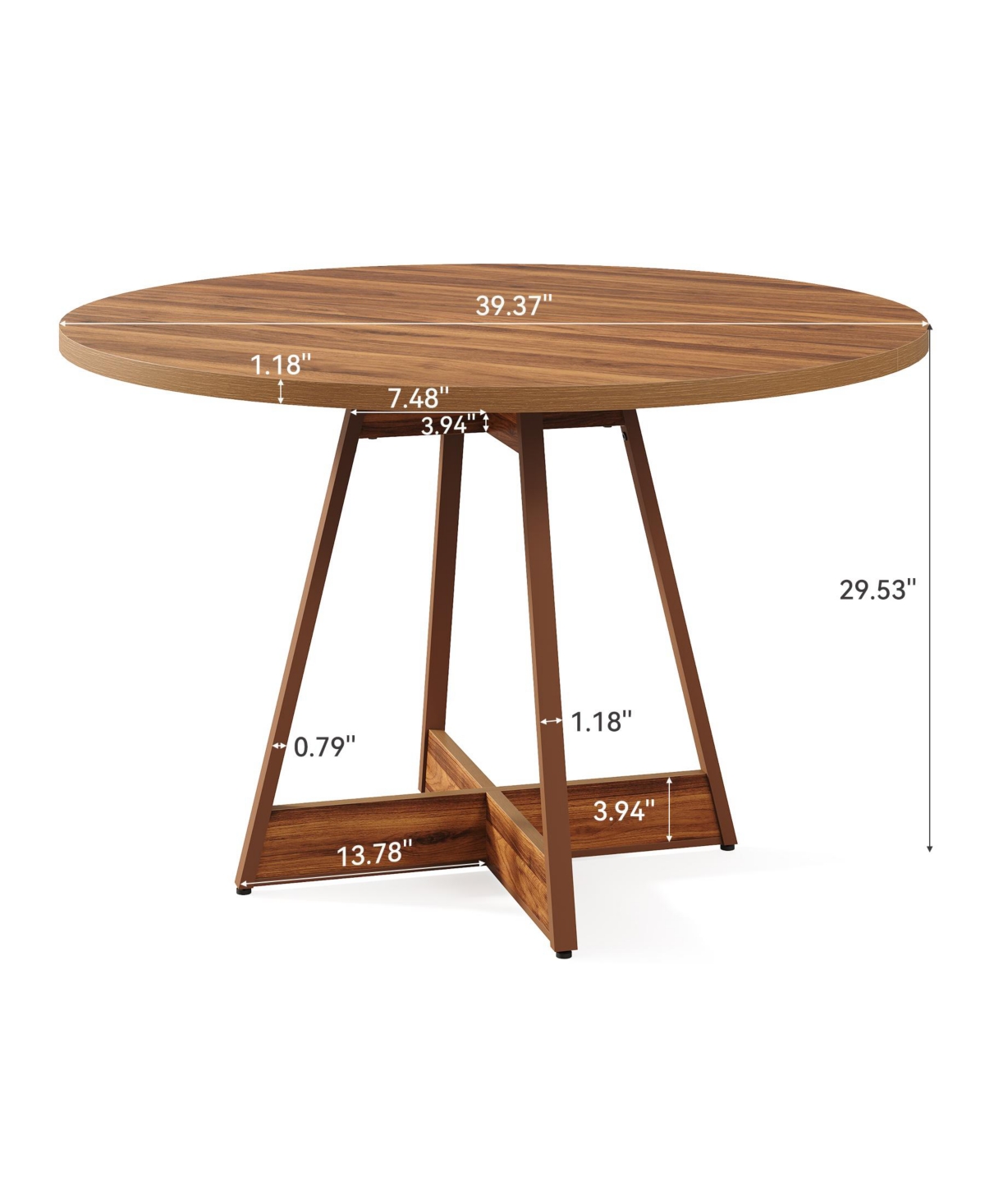 Tribesigns 39 Inches Round Dining Table for 2-4, Farmhouse Circle Kitchen Table for Dining Room, Wooden Dinner Table with Heavy Duty Pedestal